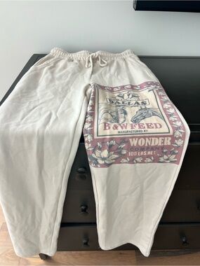 NWOT The Nu Vintage Dallas B&W Feed Sweatpants in natural/cream - Women Size S